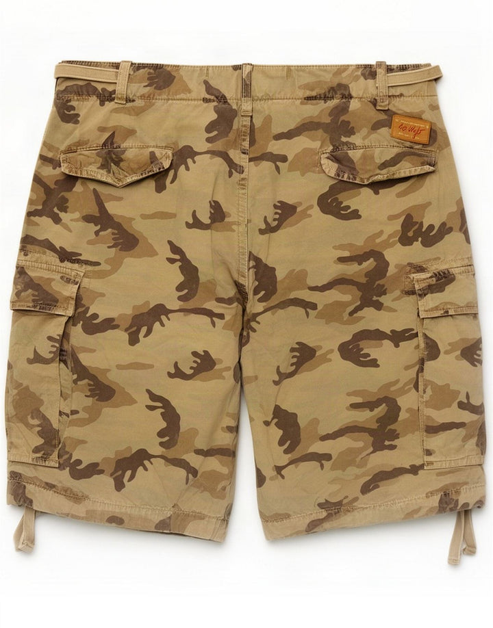 40Weft Mens Cargo Shorts XL W38 Beige Camouflage