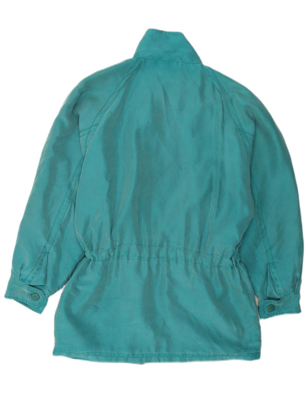 Pardesiu Vintage Femei IT 44 Medium Turcoaz Silk