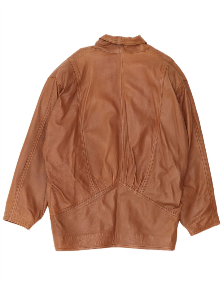Jachetă de piele vintage pentru femei supradimensionată UK 18 XL din piele maro
