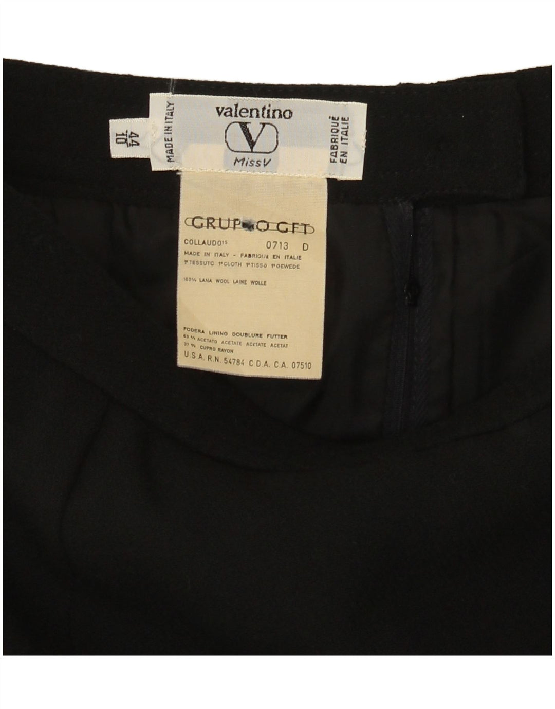 Fusta dreaptă pentru femei Valentino IT 44 Medium W28 Lână neagră