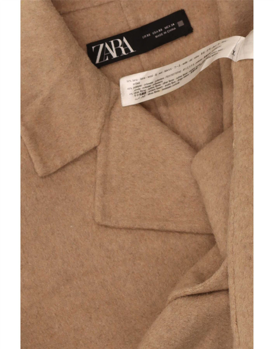 Pardesiu supradimensionat pentru femei Zara UK 6 XS Lână bej