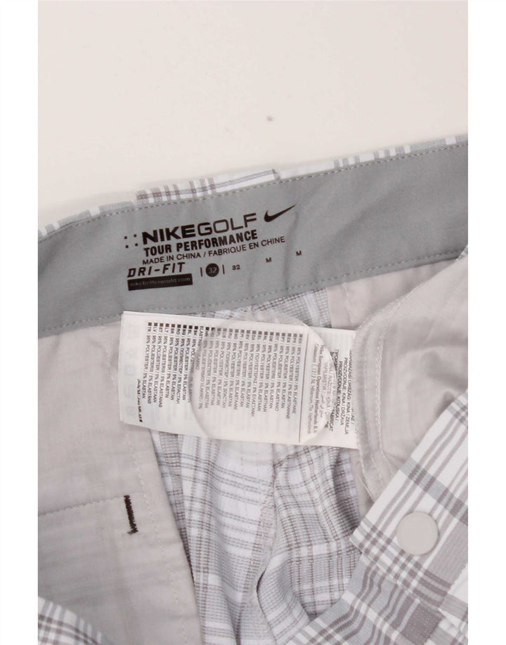 Pantaloni scurți chino pentru bărbați Nike Dri Fit W32, poliester cu carouri, gri mediu