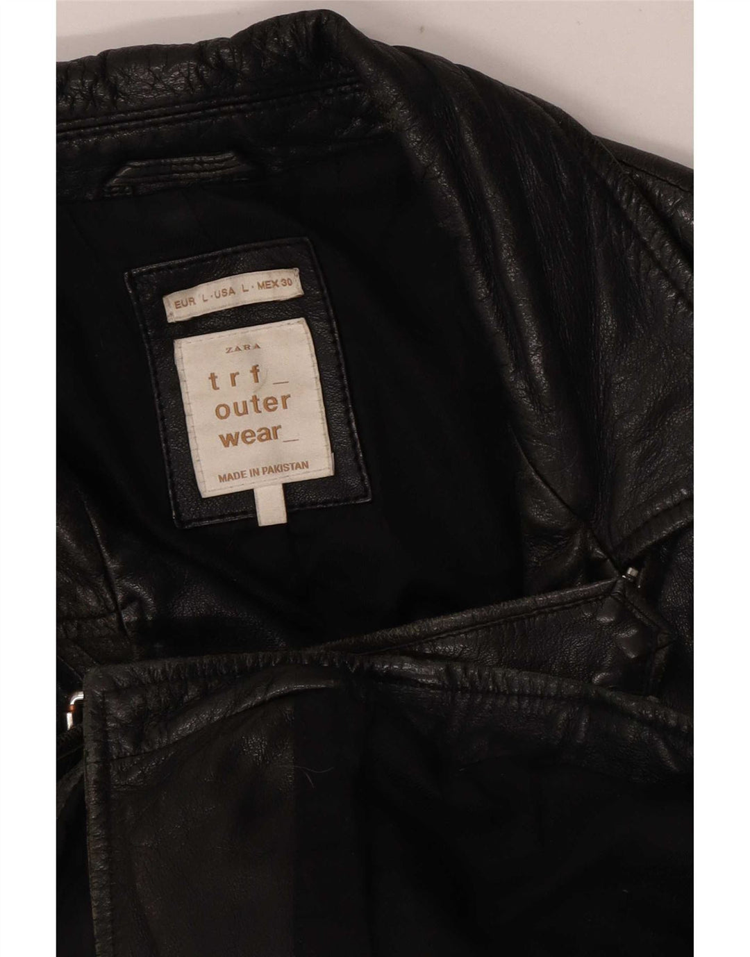 Jachetă motociclist din piele pentru femeie Zara UK 16 mare neagră