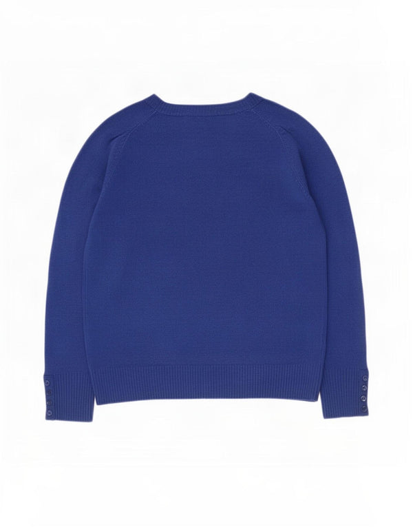 Marks & Spencer Womens Boat Neck Jumper Sweater UK 12 Medium Blue Acrylic