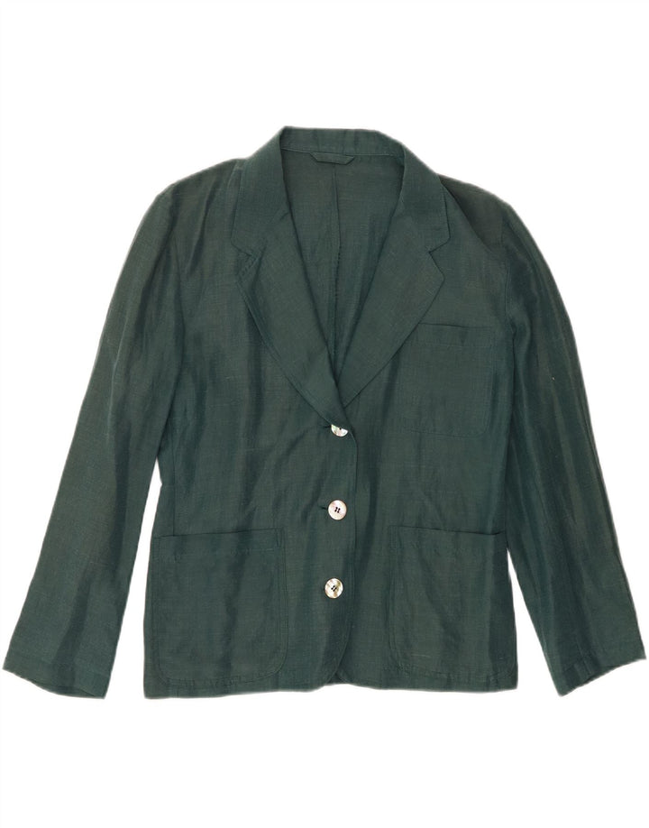 VINTAGE Womens 3 Button Blazer Jacket UK 12 Medium Green