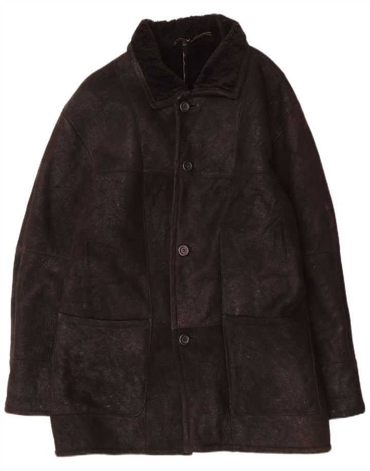 Paolo Negrato Jachetă din shearling pentru bărbați IT 52 XL din piele neagră