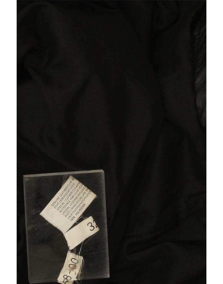 Palton din piele vintage pentru femei UK 20 2XL din piele neagră