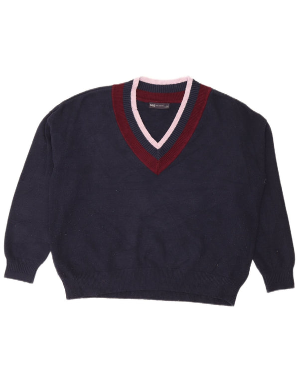 Pulover pentru femei Marks & Spencer cu decolteu în V UK 16 Mare bleumarin