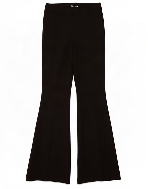 Pantaloni de damă Zara Casual Flare Mediu L28 L33 Bumbac Negru