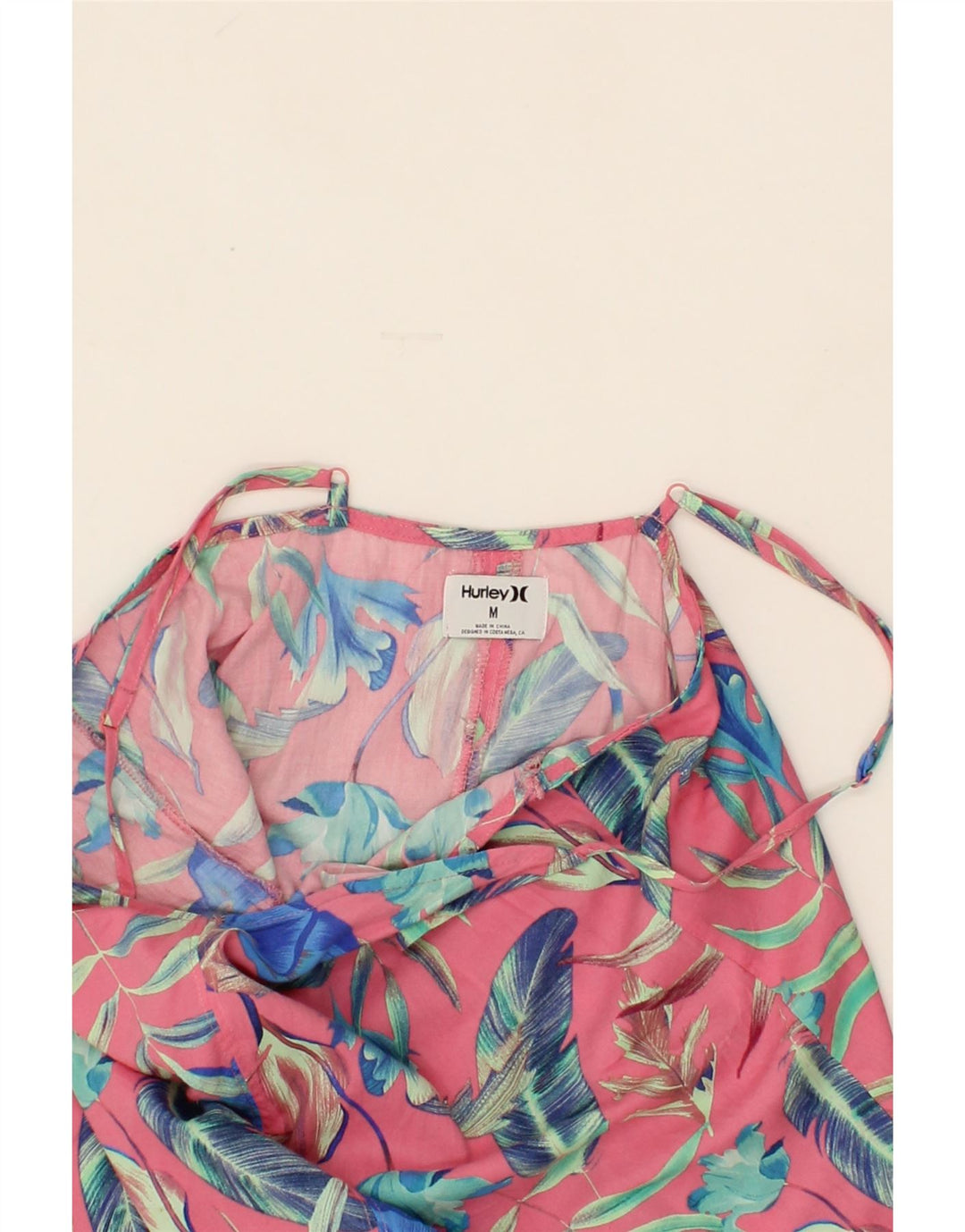 HURLEY Womens Cami Top UK 12 Medium Pink Floral Cotton Vintage Hurley and Second-Hand Hurley from Messina Hembry 