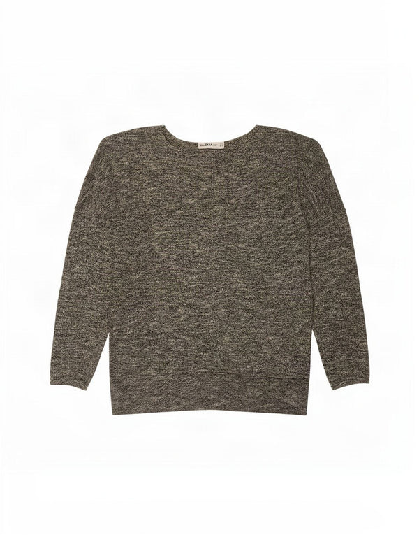 Pulover supradimensionat pentru femei Zara, cu gât de barcă, UK 10, mic, gri, pete
