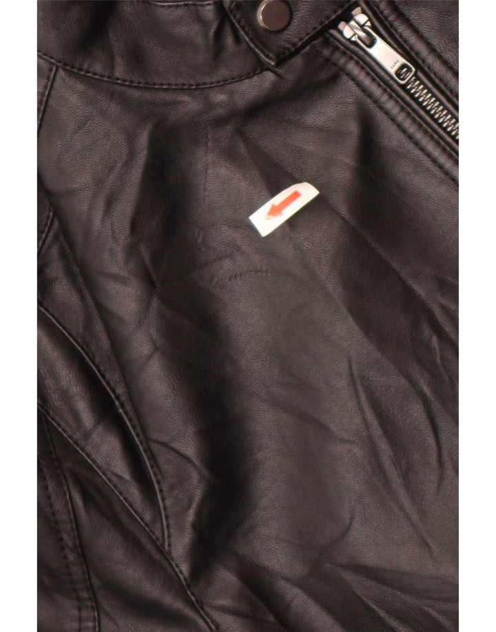 Jachetă bomber din piele artificială pentru bărbați Zara UK 40 Poliester negru mare