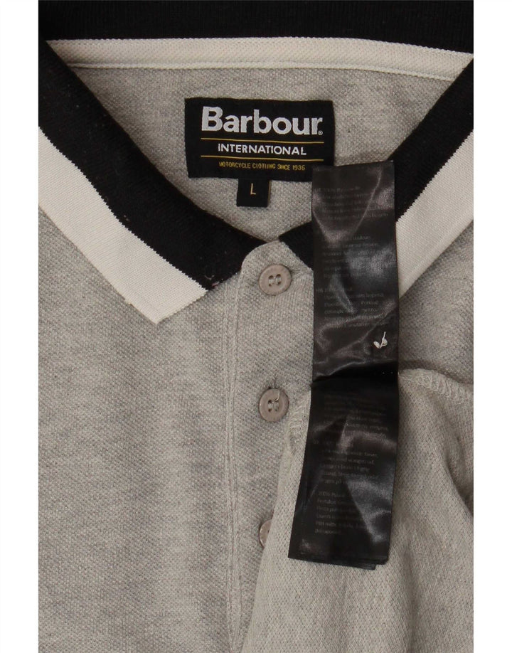 Cămașă polo Barbour pentru bărbați, mare, gri din bumbac color bloc