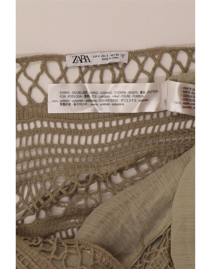 Rochie de soare maxi pentru femei Zara UK 8 Small Kaki Poliester