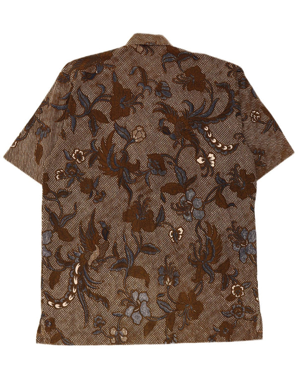 Cămașă Vintage pentru bărbați cu mânecă scurtă XL maro floral