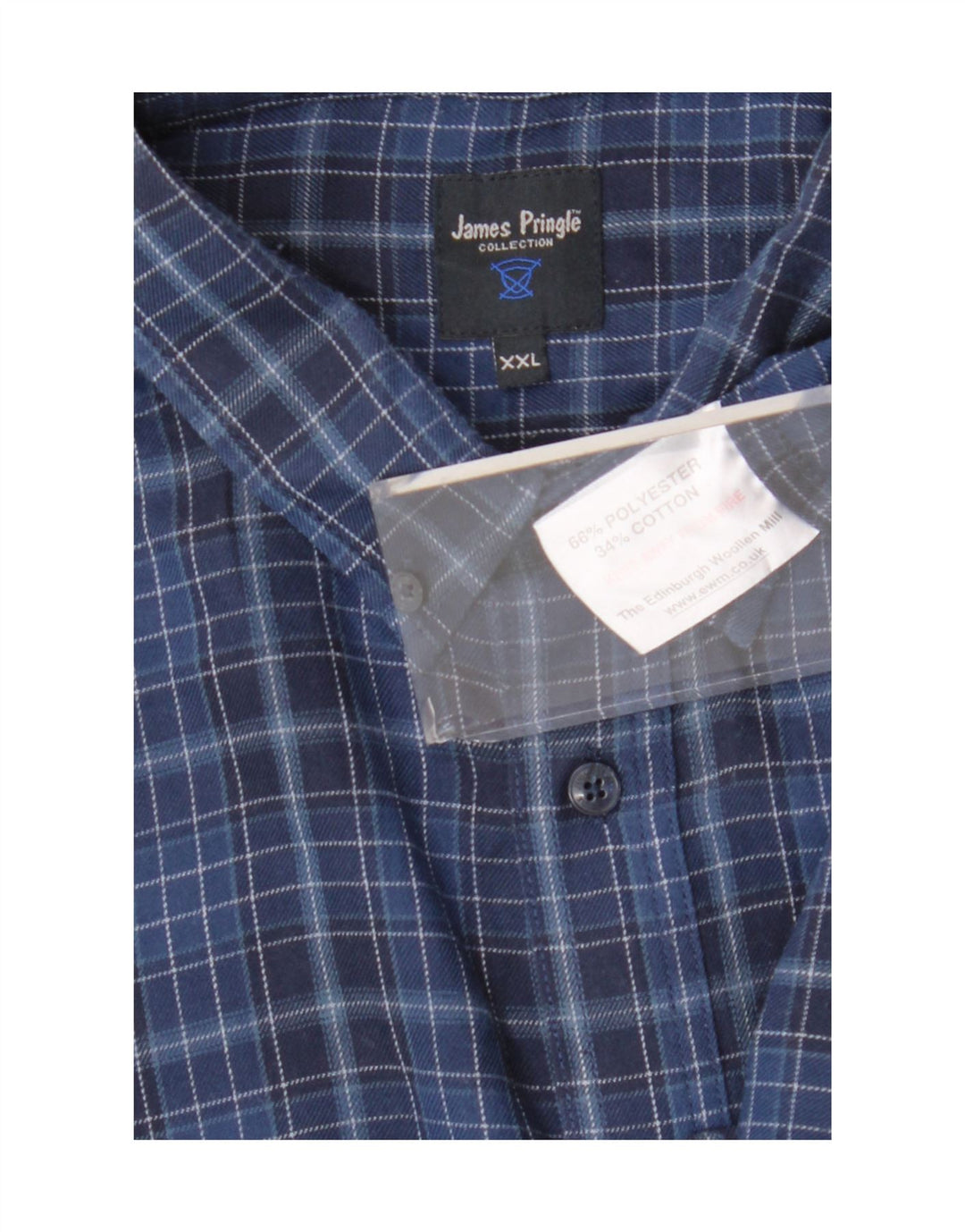 Cămașă pentru bărbați James Pringle 2XL, poliester cu carouri bleumarin