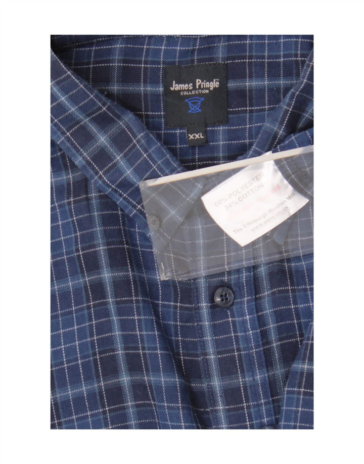 Cămașă pentru bărbați James Pringle 2XL, poliester cu carouri bleumarin