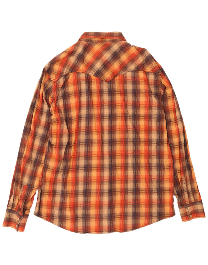 Cămașă retro pentru bărbați Wrangler 2XL, bumbac cu carouri maro