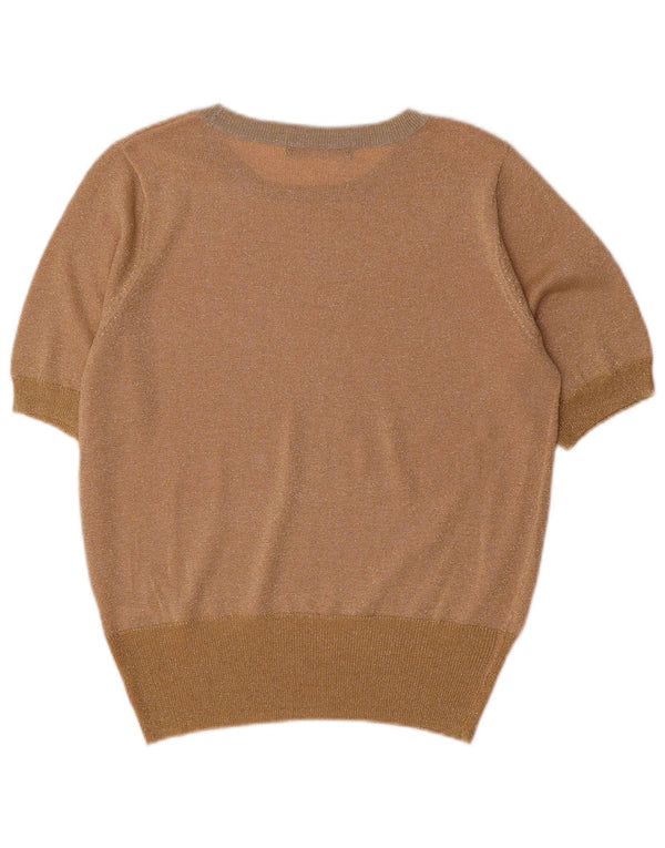 Pulover pentru femei Marks & Spencer, cu gât de barcă, UK 14 Medium Gold Flecked