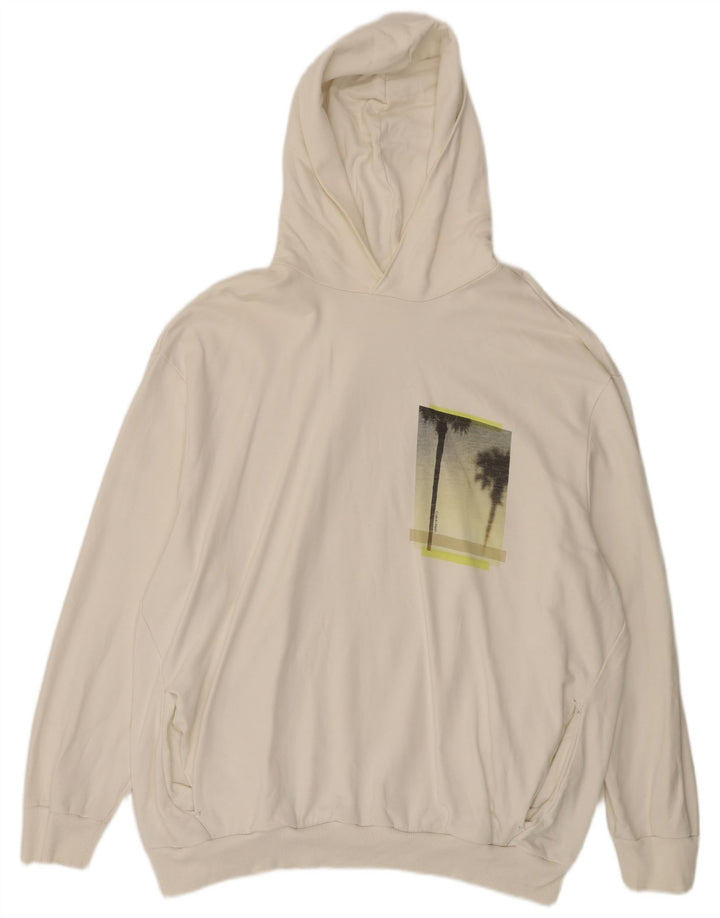 Pulover Calvin Klein pentru bărbați, cu glugă grafică, 3XL, bumbac alb