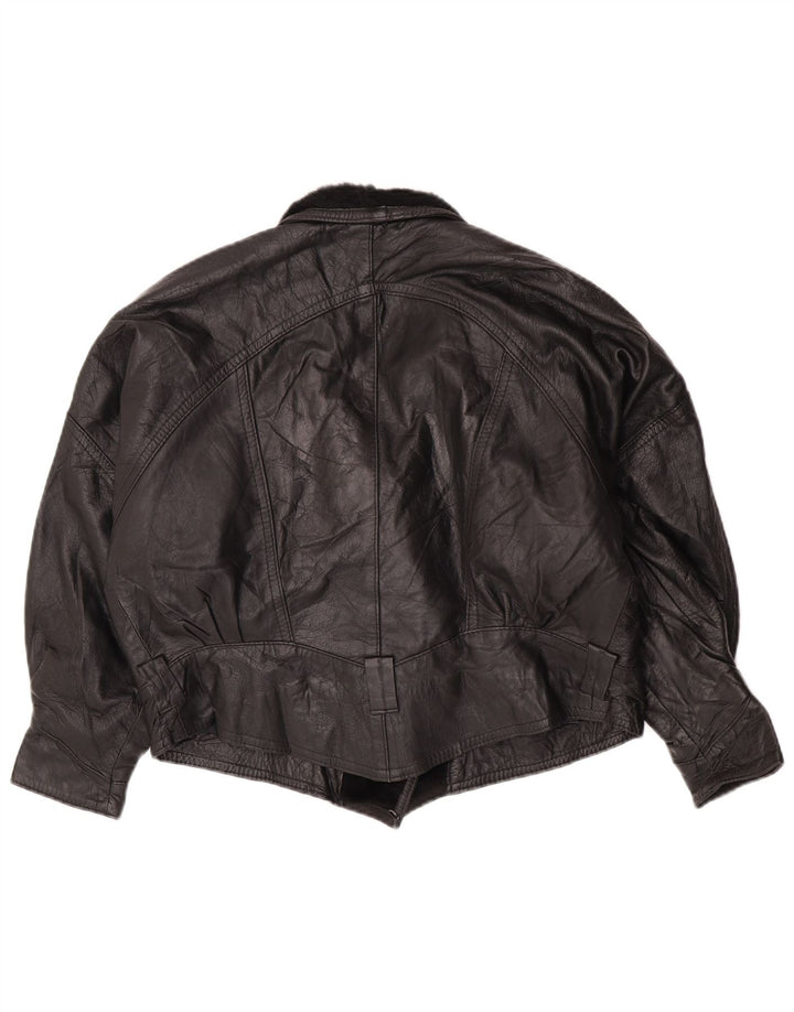 Jachetă de piele vintage pentru femei UK 14 Large Black