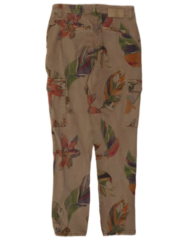 Pantaloni cargo slim pentru femei Desigual EU 38 Medium W28 L27 Bej Floral
