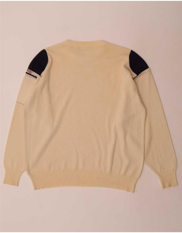Pulover pentru bărbați Il Granchio cu gât crew pulover XL bej lână color bloc