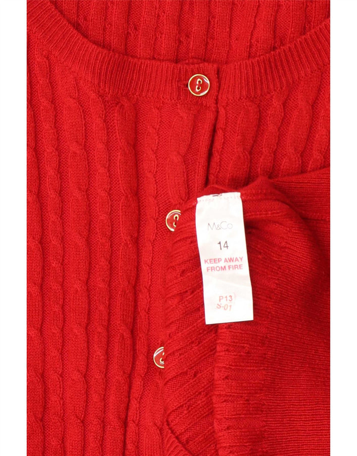 Pulover cardigan pentru femei M&Co UK 14 Medium Red Acrylic