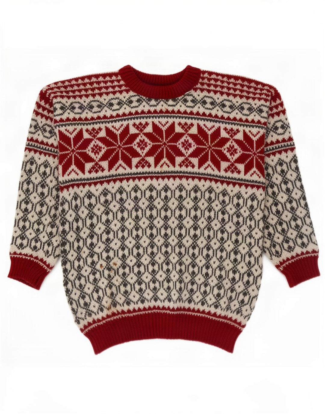 Pulover Voss pentru bărbați, unisex, cu decolteu, mediu, alb deschis, Fair Isle