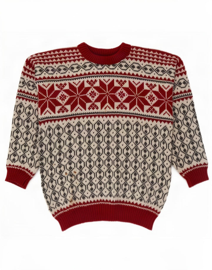 Pulover Voss pentru bărbați, unisex, cu decolteu, mediu, alb deschis, Fair Isle