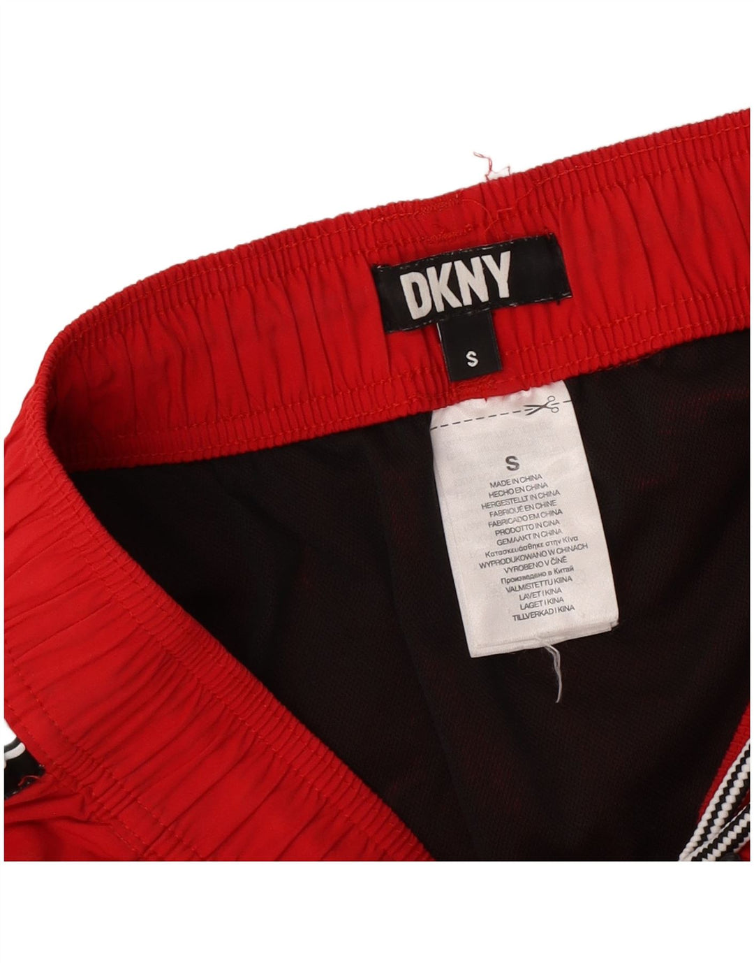 Pantaloni scurți de înot cu grafic Dkny pentru bărbați, poliamidă roșie mică