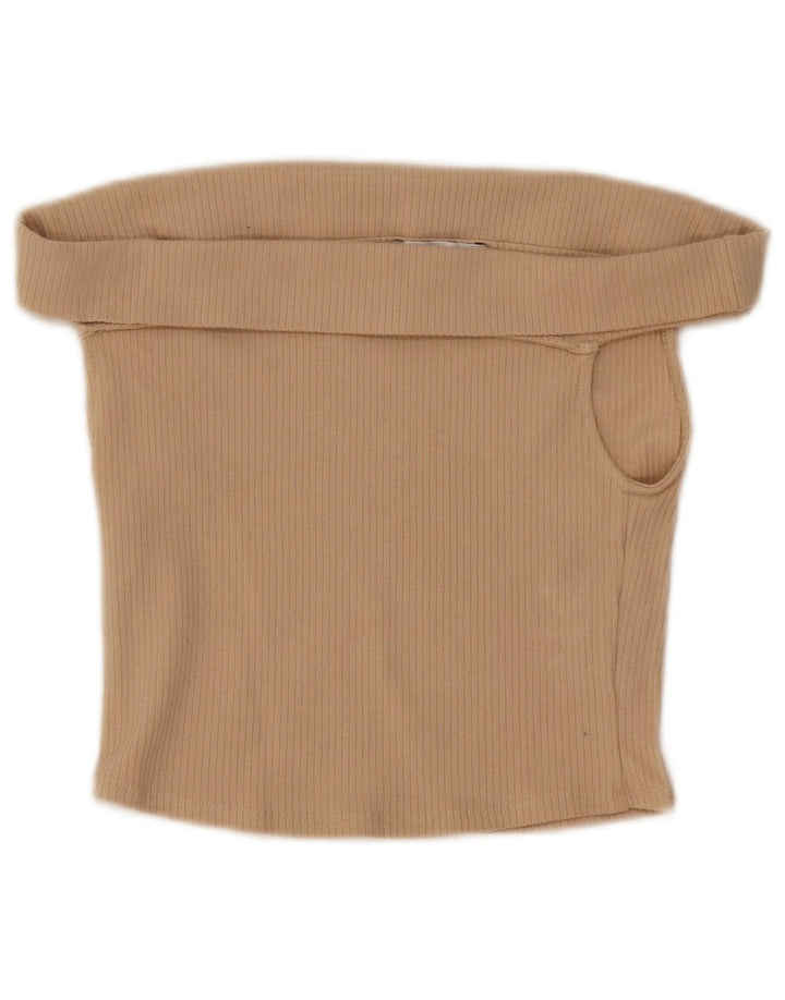 Top cu umeri decupați pentru femei Zara UK 8 mic, bej, bumbac