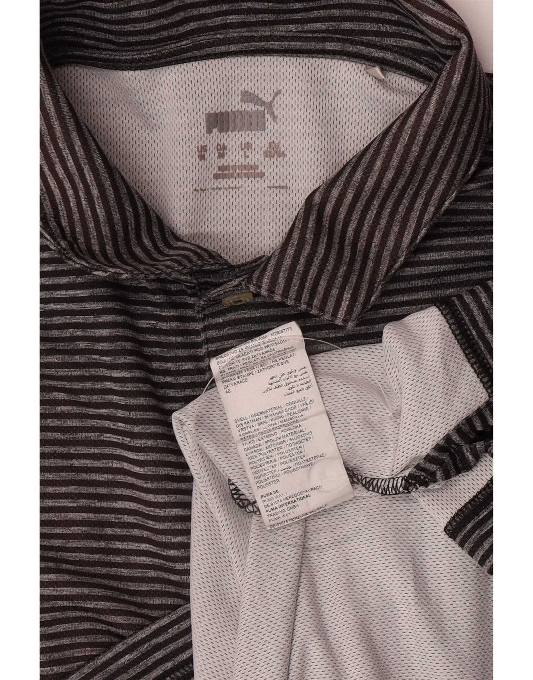 Tricou polo Puma pentru bărbați, mare, gri, poliester cu dungi