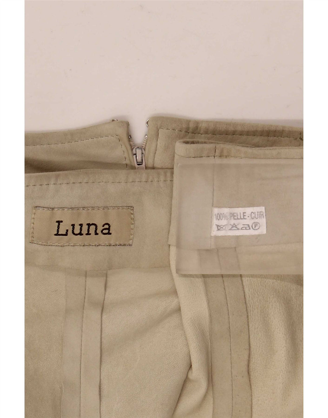 Fusta A-Line din piele intoarsa pentru femei Luna W28 Medium Beige Piele