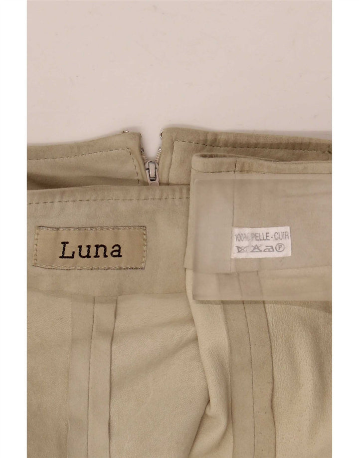 Fusta A-Line din piele intoarsa pentru femei Luna W28 Medium Beige Piele