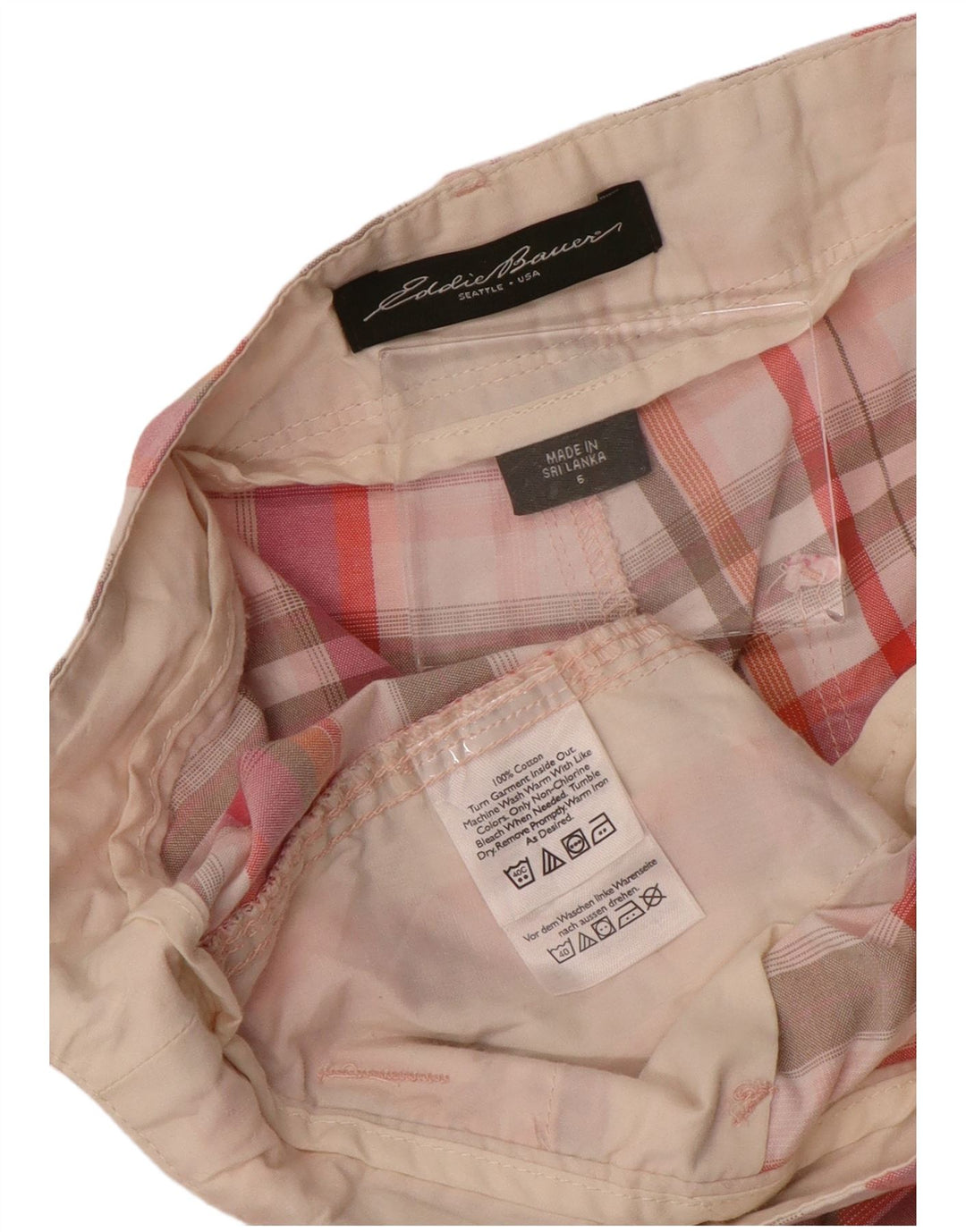 EDDIE BAUER Pantaloni scurti chino pentru femei US 6 Medium W32 Pink Check Bumbac
