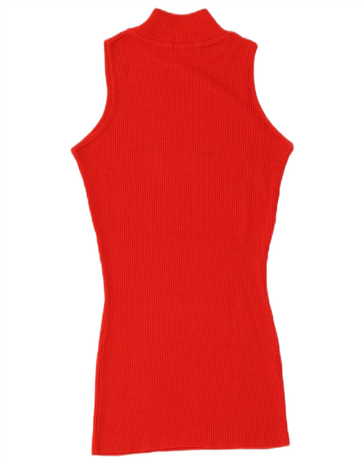 Vintage Womens Vest Tank Top UK 12 Medium Red Viscose