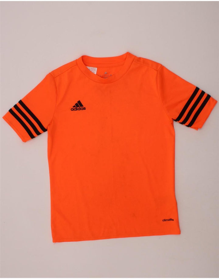 ADIDAS Boys Climalite T-Shirt Top 9-10 Years Medium Orange Polyester Vintage Adidas and Second-Hand Adidas from Messina Hembry 
