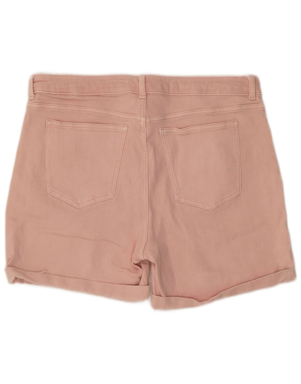 Marks & Spencer Pantaloni scurți din denim cu talie înaltă pentru femei UK 16 Large W36 Pink Bumbac