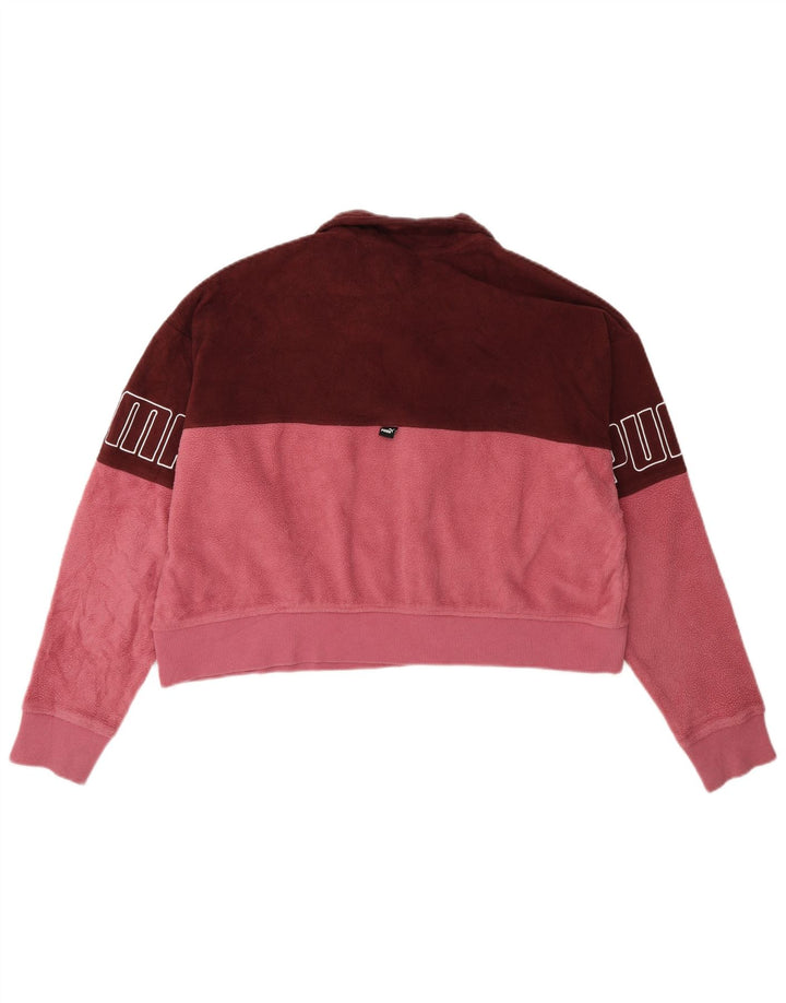 Pulover supradimensionat pentru femei Puma Graphic Fleece UK 14 Medium Burgundy