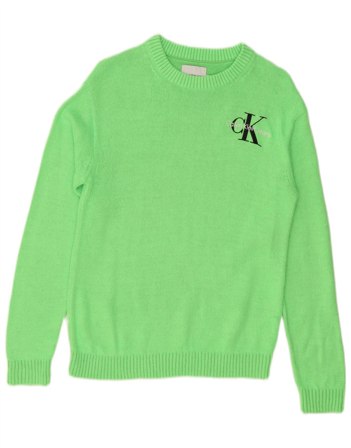 CALVIN KLEIN JEANS Pulover pentru femei cu decolteu rotund UK 14 verde mediu