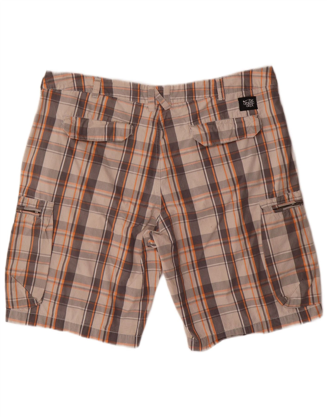 Pantaloni scurti cargo NIKE pentru bărbați W36, bumbac cu carouri, gri mari