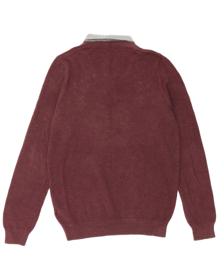 Pulover pentru bărbați Marks & Spencer, cu formă regulată, cu gât polo, mic, burgundă