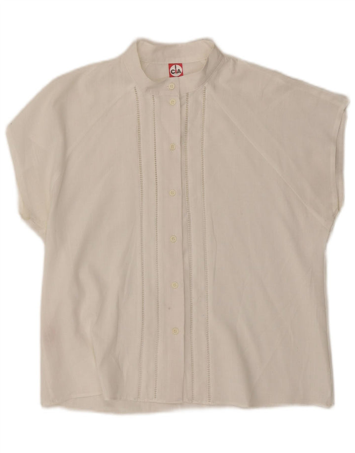 Bluză cămașă fără mâneci pentru femei vintage IT 46 Poliester alb mare