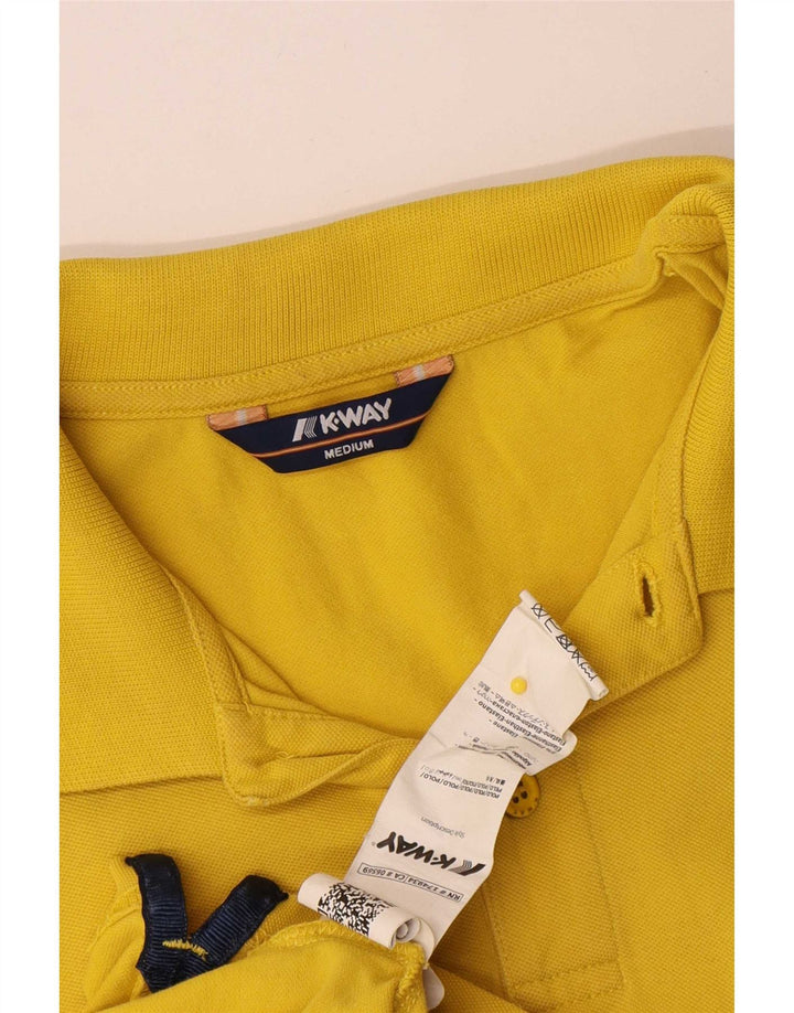 Tricou polo pentru bărbați K-Way, bumbac cu dungi galbene medii