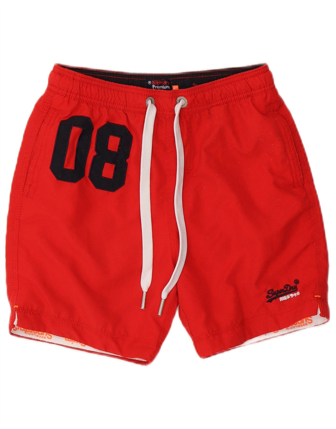 Pantaloni scurți de înot grafic Superdry pentru bărbați, poliester roșu mic