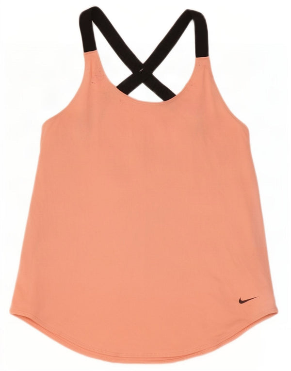 Nike Womens Dri Fit Standard Vest Top UK 4 XS Pink Colourblock Polyester