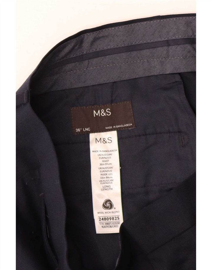 Pantaloni chino drepți pentru bărbați Marks & Spencer L36 L31 Lână bleumarin