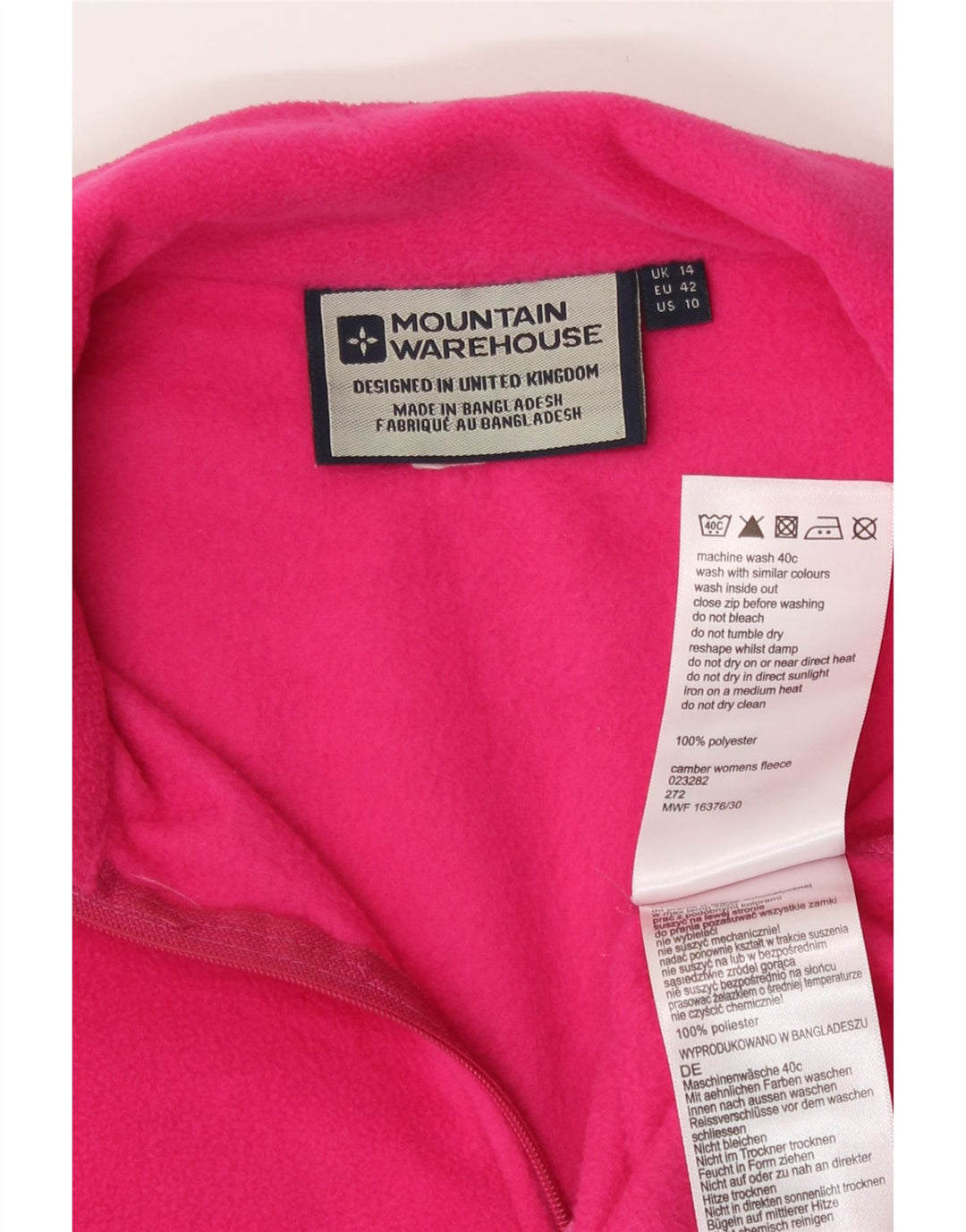 Pulover din lână pentru femei Mountain Warehouse, cu fermoar și gât, UK 14, poliester roz mare