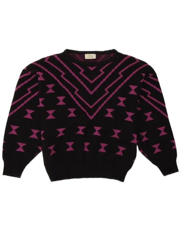 ANN CHRISTINE Pulover pentru damă cu gât de barcă UK 14 Medium Negru Geometric